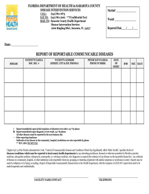 Florida Reportable Communicable Disease Form