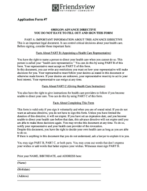 Oregon Advance Directive Form 7
