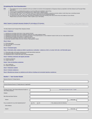 Dangerous Goods Questionnaire