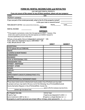 Rental Income and Expenses Form
