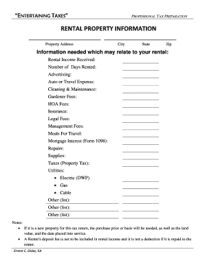Rental Property Tax Form
