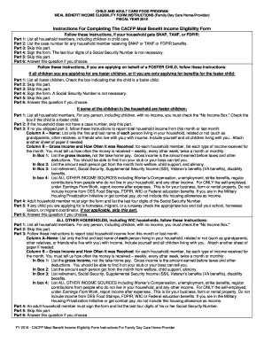 CACFP Meal Benefit Income Eligibility Form