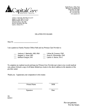Dilated Eye Exam Request Form