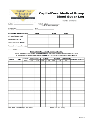 Blood Sugar Log - capcarecom