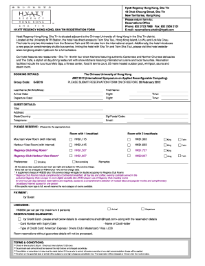 Hyatt Regency Hong Kong Registration Form