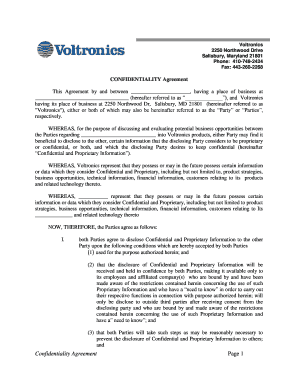 Confidentiality Agreement