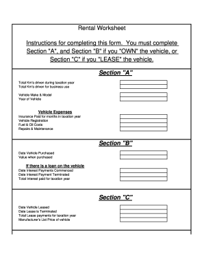 Rental Worksheet