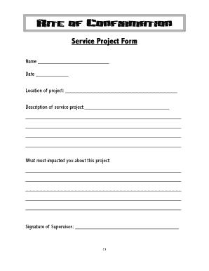 Confirmation Service Project Form