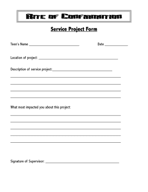 Confirmation Service Project Form