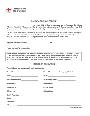Parental Consent Form for American Red Cross Volunteer