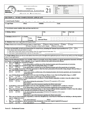 Kansas Professional License Application