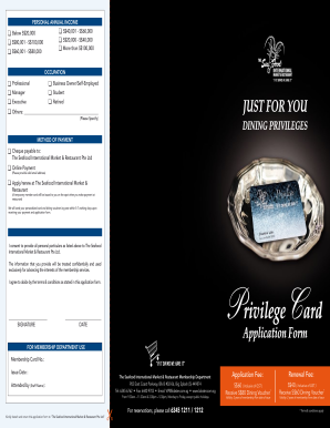 The Seafood International Market & Restaurant Membership Application Form