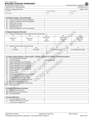 California Building Leakage Worksheet