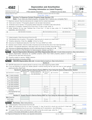 IRS Form 4562 Depreciation and Amortization