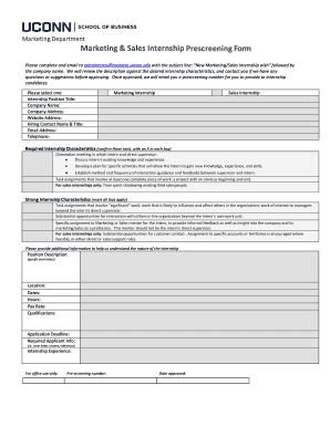Marketing & Sales Internship Prescreening Form