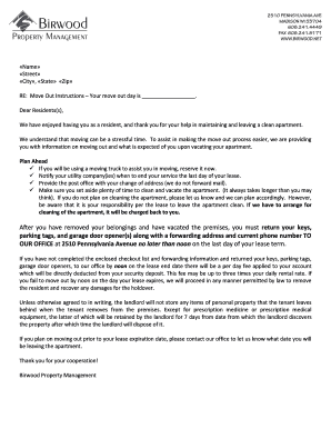 Residential Move Out Instructions and Checklist