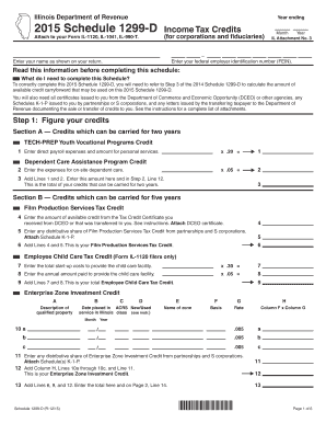 Illinois Schedule 1299-D Income Tax Credits