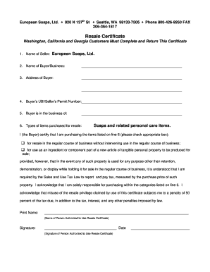 Resale Certificate
