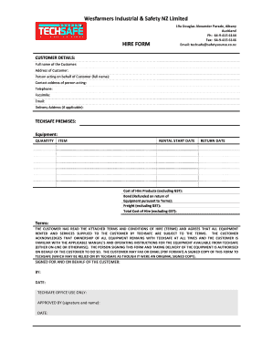TechSafe Equipment Hire Form
