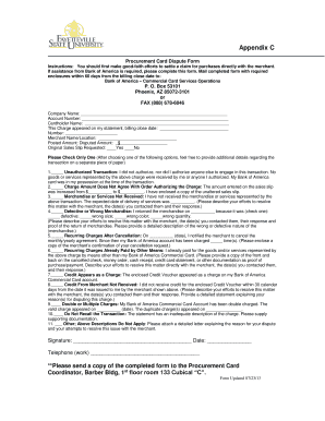 Procurement Card Dispute Form