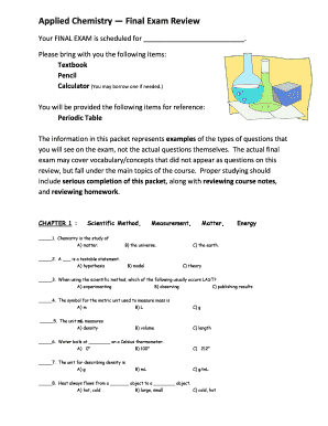 Applied Chemistry Final Exam Review