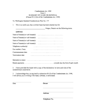 Condominium Lease Summary Form 5