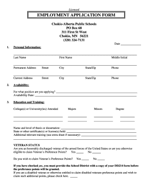Employment Application Form