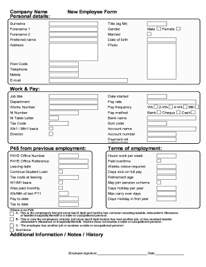 New Employee Form