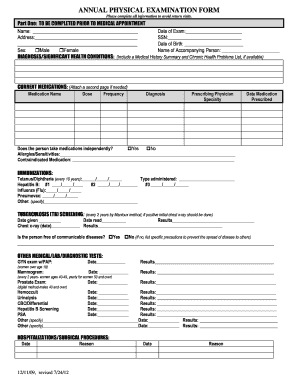 Annual Physical Examination Form