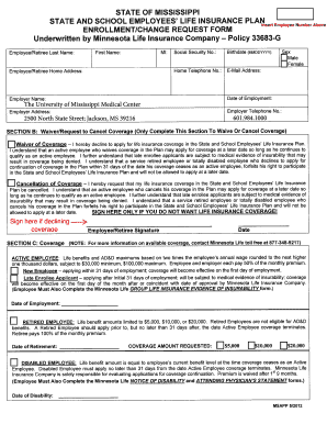 Mississippi State and School Employees' Life Insurance Enrollment Form