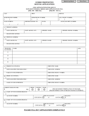 Gerro Properties Rental Application