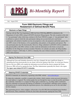Form 5500 Electronic Filings Guide