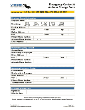 Emergency Contact & Address Change Form