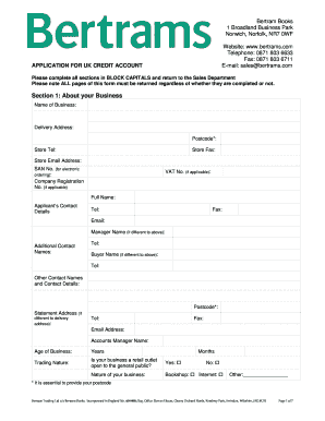 UK Credit Account Application