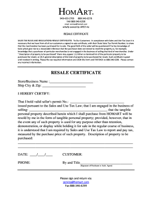 Resale Certificate
