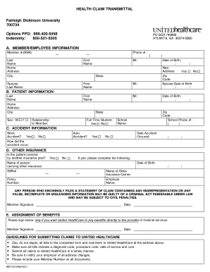 Health Claim Transmittal Form