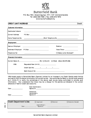 Credit Limit Increase Application
