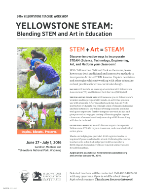 2016 Yellowstone teacher workshop YELLOWSTONE STEAM - yellowstoneassociation