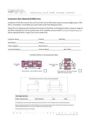 Customer Own Material Form