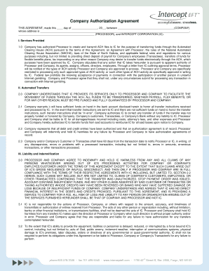 Company Authorization Agreement
