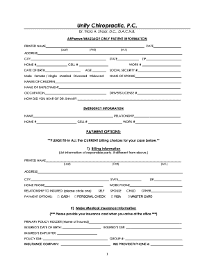 ARPwave/Massage Patient Information Form
