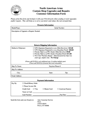 North American Arms Firearm Upgrade and Repair Form