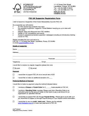 FSC UK Supporter Registration Form