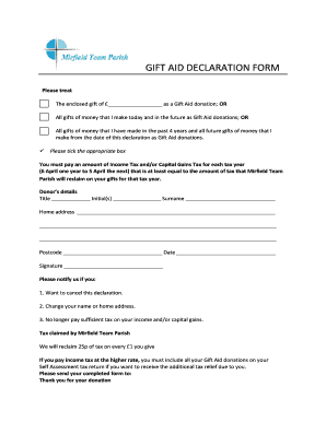 Gift Aid Declaration Form