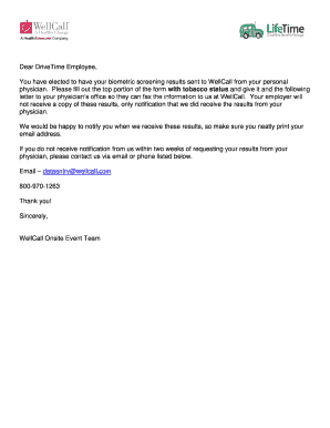 DriveTime Wellness Biometric Screening Form