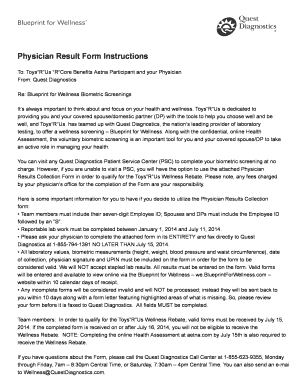 Physician Result Form for Wellness Rebate