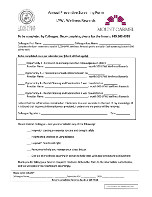 Annual Preventive Screening Form
