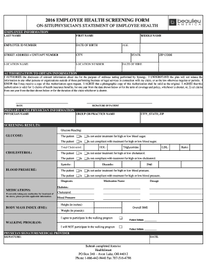 Employee Health Screening Form