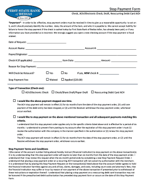 Stop Payment Form