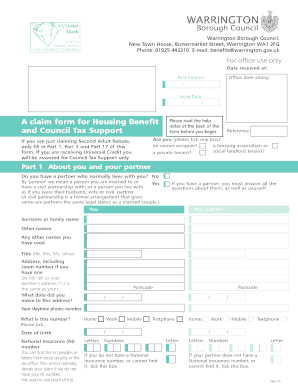 Housing Benefit and Council Tax Support Claim Form